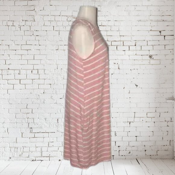 Time and True Striped Tank Dress with Pockets SZ M 8-10 Coral & White - Picture 2 of 5